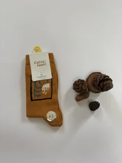 جوراب زنانه طرح لاله واژگون خردلی