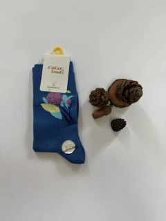 جوراب زنانه طرح گل آبی